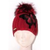 LUXURY WOOLEN HAT FUR POMPOM AND EMBROIDERY IN RED - BUTTERFLY