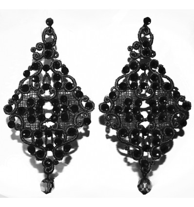 DIAMOND MACRAME' EARRINGS IN BLACK