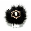 MINK FUR AND CAMEO JEWELRY RING IN BLACK