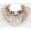 FEATHERS AND PASTEL STONES NECKLACE IN BEIGE