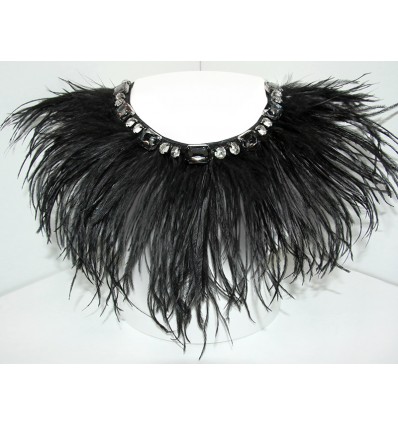 FEATHERS AND STONES NECKLACE 2 IN BLACK