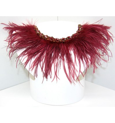 FEATHERS AND LIL RED STONES NECKLACE IN RED
