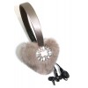 EMBROIDERED HEARTS MINK FUR EARMUFFS IN TAUPE -WIRELESS