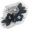 FLORAL PATCH BLACK BLUE GREY AND CRYSTALS